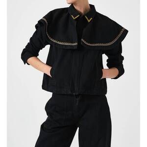 NEW SEVENTY + MOCHI fara caped jacket in black